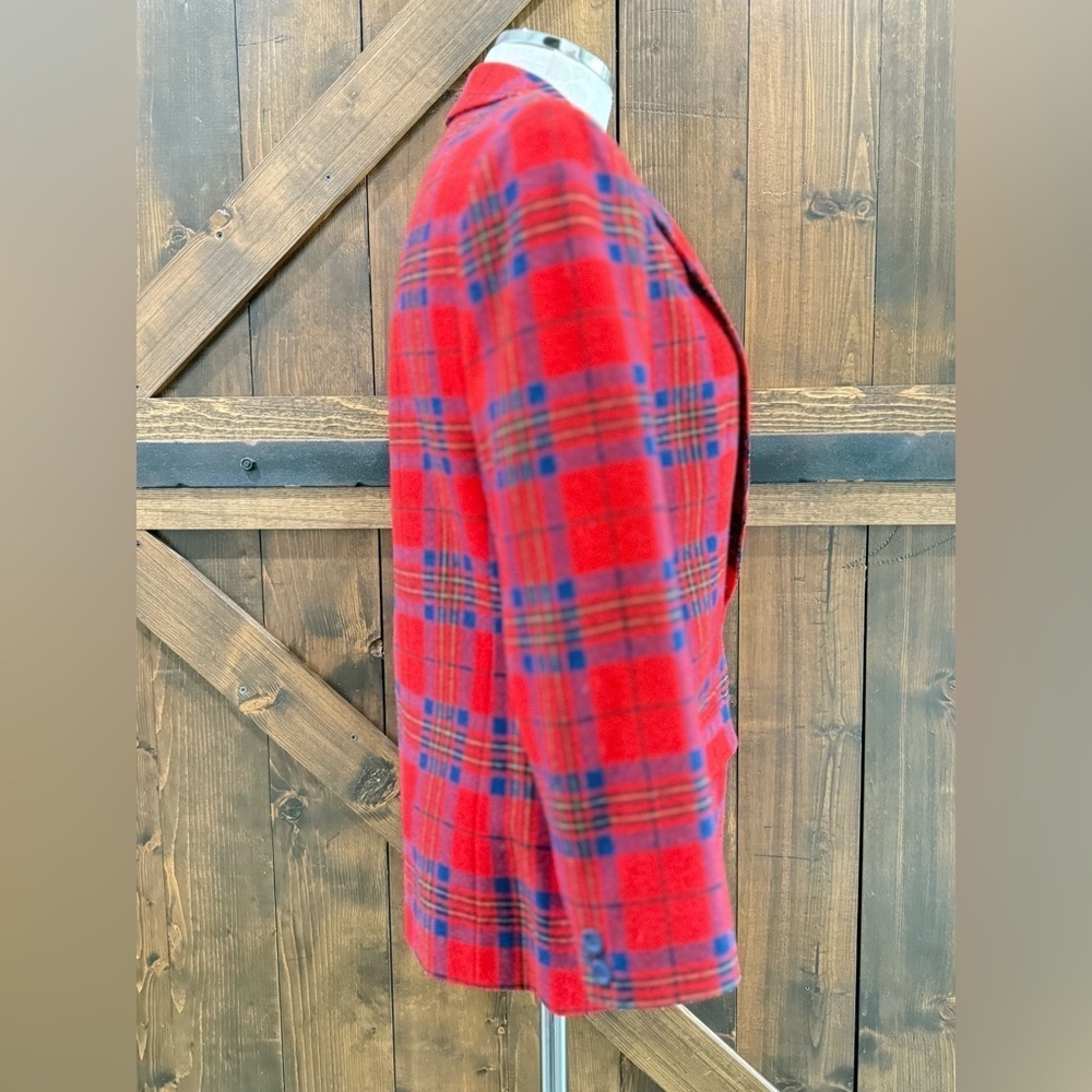 Vintage PENDELTON Red Tartan Wool Plaid Blazer Jacket Women’s Size 10 - Picture 2 of 11